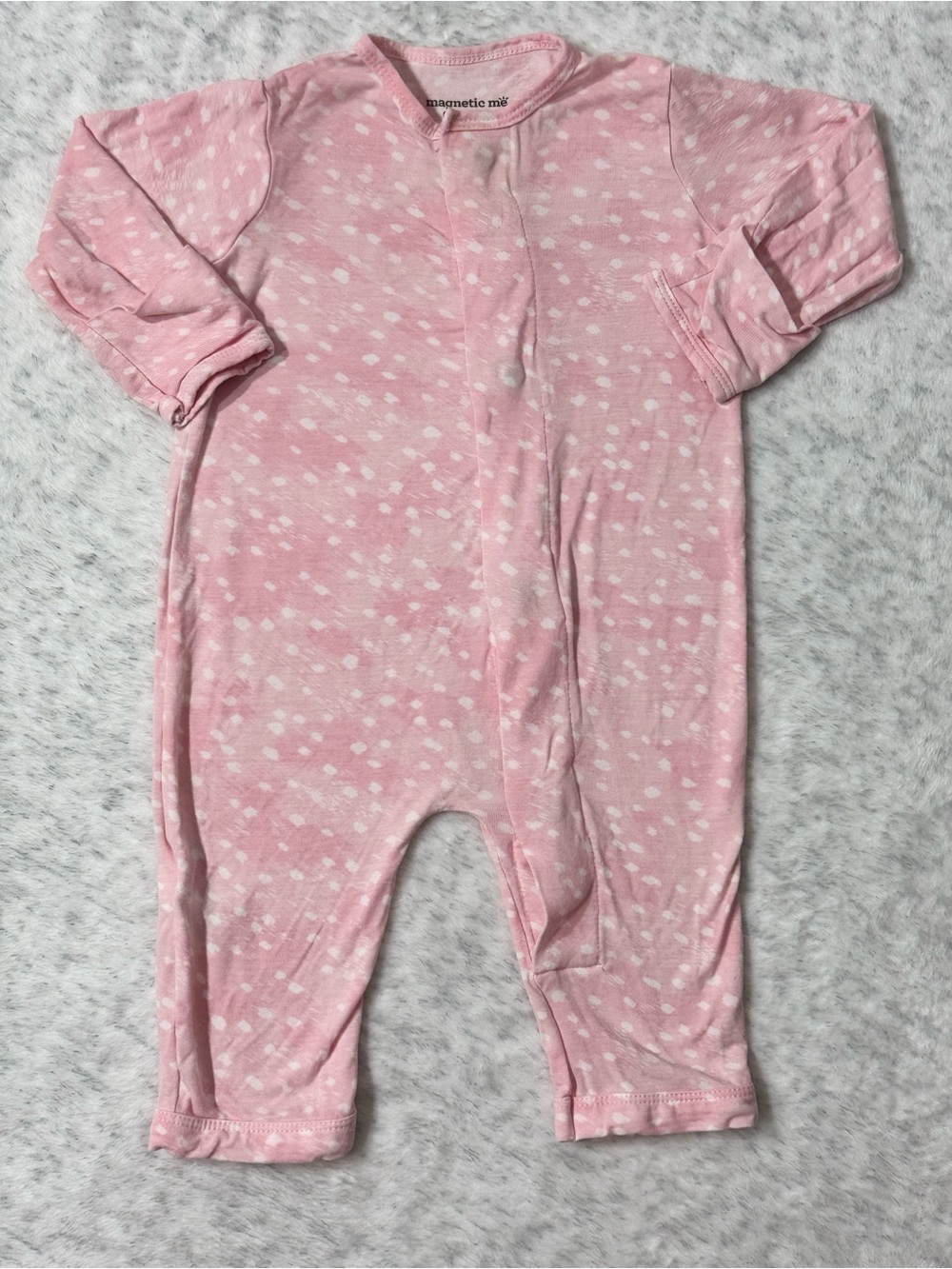 Magnetic Me Pink Spotted Footless Sleeper 0-3M Baby Girl Modal Blush White Dot